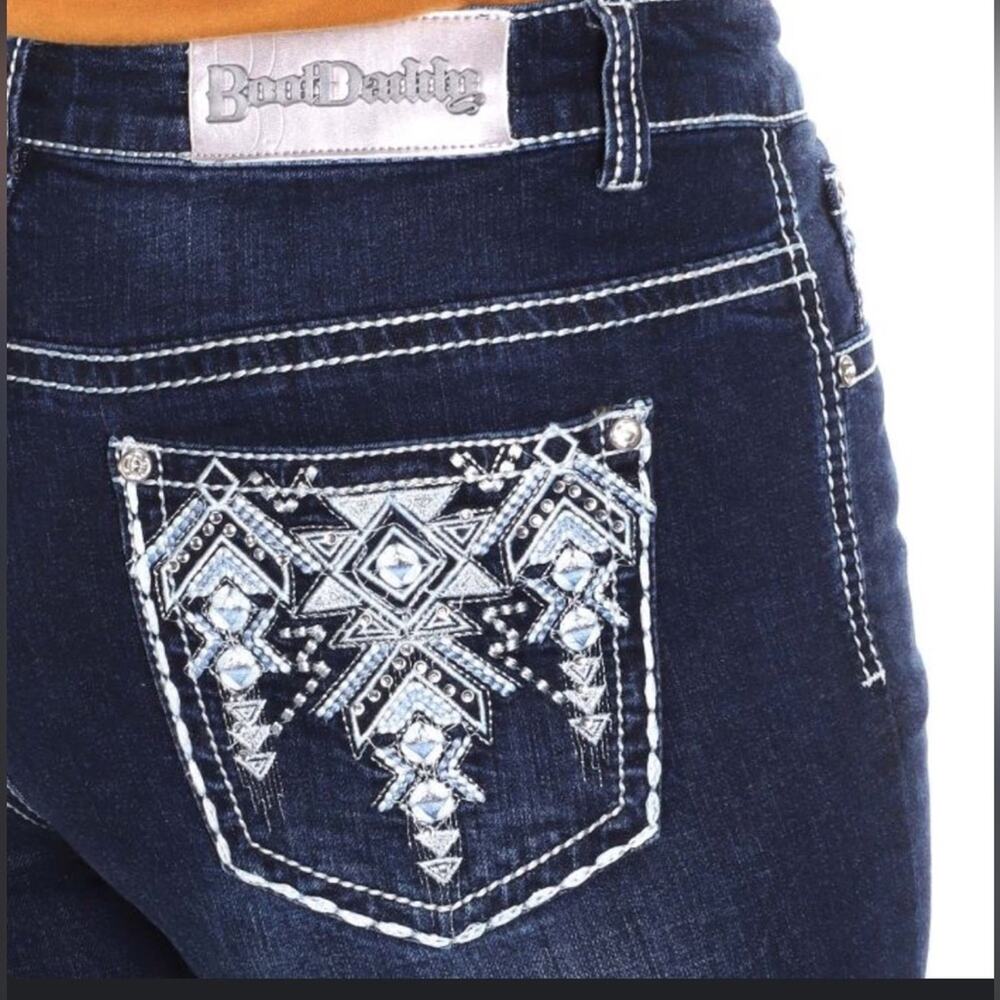 Boot Daddy Aztec Drop Boot Cut Jeans Women 10 Western Cowgirl Embellished Rodeo - Picture 8 of 8